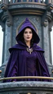 Sorcerous Dark Purple Caped Captain Hero At The Observation