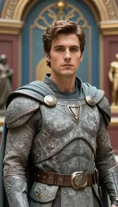 Stone Gray Caped Protector Hero In The Museum