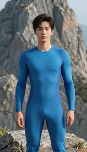Tidal Blue Suited Warden Hero On The Mountain Peak