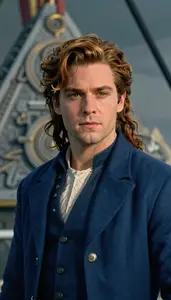 Titanic Blue Suited Protector Hero On The Mountain Peak