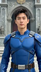 Universal Blue Armored Protector Hero At The Historic