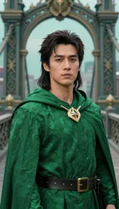 Untamed Green Caped Crusader Hero On The Bridge
