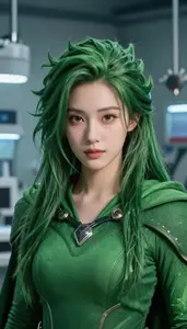 Untamed Green Caped Defender Hero In The Laboratory
