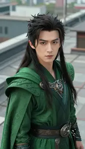 Untamed Green Caped Guardian Hero On The Rooftop