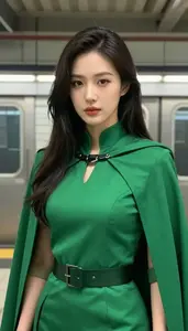 Verdant Green Caped Specialist Hero In The Subway Station