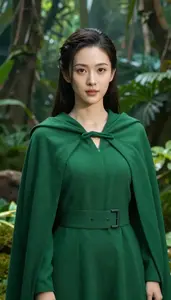 Verdant Green Caped Guardian Hero In The Jungle