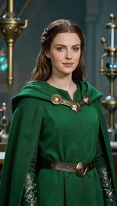 Verdant Green Caped Paladin Hero In The Laboratory