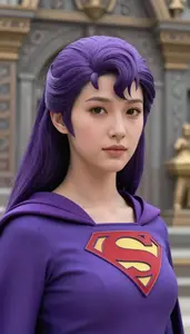 Violet Caped Hero Hero At The Temple