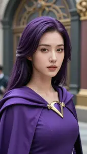 Violet Caped Paragon Hero In The Commercial District
