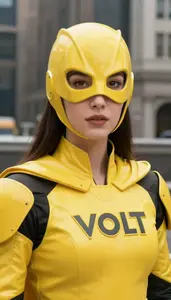 Volt Yellow Caped Defender Hero In The Metropolitan City