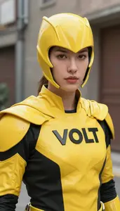 Volt Yellow Caped Protector Hero In The Alleyway