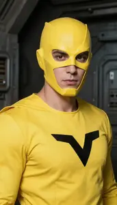 Volt Yellow Caped Titan Hero In The Underground Bunker