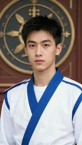 White And Blue Suited Fighter Hero At The Academy