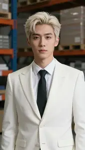 White Suited Guardian Hero In The Warehouse