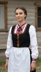 Bulgarian Woman In Folk Costume With Apron