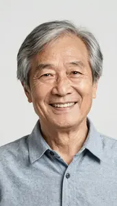 Cheerful Elderly Person High Detail Photo Plain 