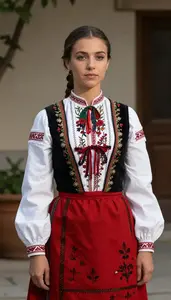 Croatian Woman In Regional Traditional Dress