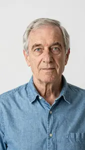 Curious Elderly Person Clean  Photo Facing Camera