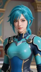 Cyan Armored Specialist Hero At The Academy