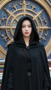 Deep Black Cloaked Defender Hero In The Metropolitan City