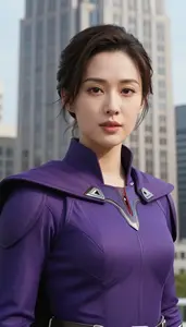 Deep Purple Caped Sentinel Hero At The Downtown Tower
