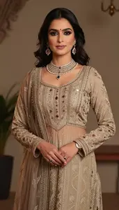 Elegant Traditional Attire With Intricate Patterns And Cultural Grace From South Asia