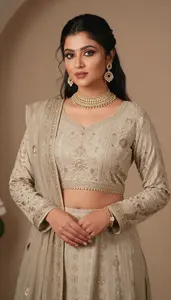 Elegant Traditional Attire With Intricate Patterns And Cultural Grace From South Asia