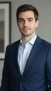Focused Young Adult Professional Portrait Facing Camera