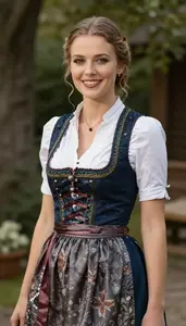 German Woman In Traditional Dirndl Dress