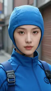 Glacial Ice Blue Caped Agent Hero In The Alleyway