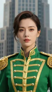 Green And Gold General Hero In The Skyscraper