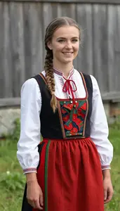 Latvian Woman In Traditional Folk Costume