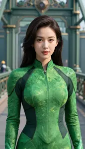 Leafy Green Suited Operative Hero On The Bridge