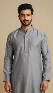 Man In Ash Grey Kurta