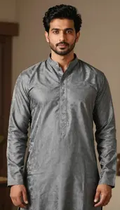 Man In Iron Grey Kurta