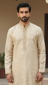 Man In Linen Beige Sherwani