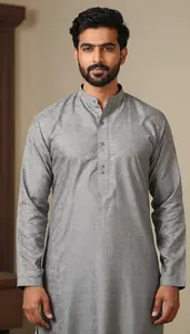 Man In Mushroom Grey Kurta