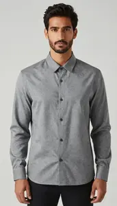 Man In Pewter Grey Achkan With Buttons