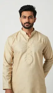 Man In Sand Beige Kurta
