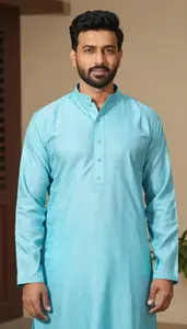 Man In Sky Blue Kurta Set
