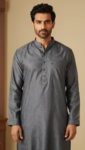 Man In Slate Kurta Pajama