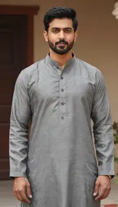 Man In Stone Grey Kurta