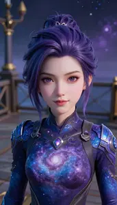 Nebula Purple And Blue Champion Hero On The Pier