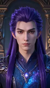 Nebula Purple And Blue Lord Hero At The Ancient Ruins