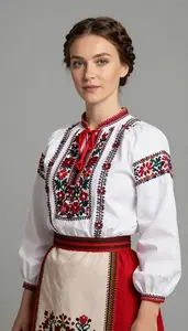 Polish Woman In Embroidered Folk Costume