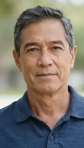Proud Middle Aged Person Natural Light Photo Realistic Skin Texture