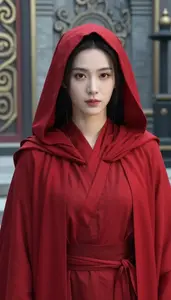 Red Cloaked Lord Hero In The Downtown District