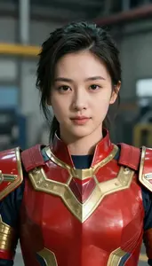 Red And Gold Protector Hero In The Factory