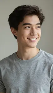 Smiling Young Adult Soft Light Portrait Looking Slightly Aside