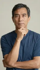 Thoughtful Middle Aged Person Natural Light Photo Neutral 